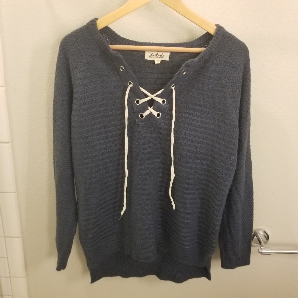 Sweater with Lace Up Detail Size S